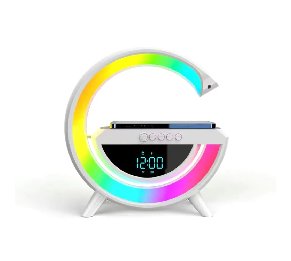 רמקול משולב שעון מעורר עם תאורת RGB וטעינה אלחוטית